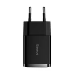 Kép 2/6 - Baseus Compact gyorstöltő, 2x USB, 10.5W (fekete)