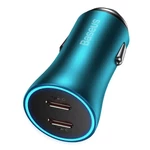 Kép 1/7 - Baseus Golden Contactor Pro autós töltő, 2x USB-C, 40W (kék)