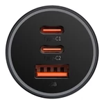 Kép 6/7 - Baseus Golden Contactor Pro autós töltő, 2x USB-C, 1x USB, 65W (szürke)