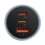 Kép 5/7 - Baseus Golden Contactor Pro autós töltő, 2x USB-C, 1x USB, 65W (kék)
