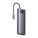 Kép 2/7 - Baseus Metal Gleam Series 9 az 1-ben hub, USB-C - 2x USB 3.0 + 2x HDMI + USB 2.0 + USB-C PD + Ethernet RJ45 + microSD/SD