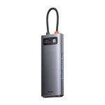 Kép 3/7 - Baseus Metal Gleam Series 9 az 1-ben hub, USB-C - 2x USB 3.0 + 2x HDMI + USB 2.0 + USB-C PD + Ethernet RJ45 + microSD/SD
