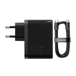 Kép 3/9 - Baseus GaN USB-C + USB fali töltő, 100W + 1m kábel (fekete)