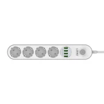 Kép 2/4 - Power strip with 4 AC sockets, 4x USB, LDNIO SE4432, 2m (white)