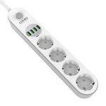 Kép 4/4 - Power strip with 4 AC sockets, 4x USB, LDNIO SE4432, 2m (white)