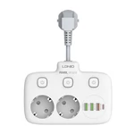 Kép 1/9 - Power strip with 2 AC sockets, 3x USB, USB-C, LDNIO SE2435, 2500W (white)