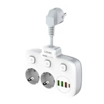 Kép 2/9 - Power strip with 2 AC sockets, 3x USB, USB-C, LDNIO SE2435, 2500W (white)