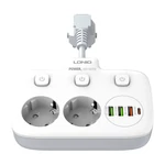 Kép 4/9 - Power strip with 2 AC sockets, 3x USB, USB-C, LDNIO SE2435, 2500W (white)