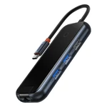 Kép 3/11 - Baseus AcmeJoy 5 az 1-ben hub, USB-C - 2xUSB 3.0, USB 2.0, USB-C PD, RJ45 (sötétszürke)