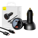 Kép 1/9 - Baseus Superme autós töltő, USB, USB-C, 140W (fekete)