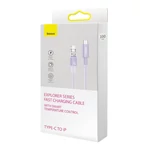 Kép 9/10 - Baseus Explorer Series USB-C / Lightning gyorstöltő kábel 1m, 20W (lila)
