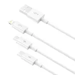 Kép 5/8 - Quick Charge USB to M+L+C  Baseus Superior Data 3.5A 1m (White)
