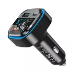 Kép 2/5 - Car charger / FM transmitter XO BCC08 USB x2, USB-C, MP3, Bluetooth 5.0 15W (black)