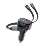Kép 6/9 - Car Charger Baseus Enjoyment USB-C with USB-C cable and Lightning  60W (black)