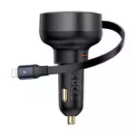 Kép 2/9 - Car Charger Baseus Enjoyment Pro with lightning cable + USB-C , 55W (black)