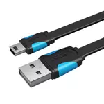 Kép 2/3 - Flat USB 2.0 A to Mini 5-pin cable Vention VAS-A14-B100 2A 1m Black