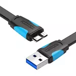Kép 2/2 - Flat USB 3.0 A to Micro-B cable Vention VAS-A12-B100 1m Black