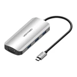 Kép 1/2 - USB-C Docking Station to HDMI, VGA, 3x USB 3.0, PD 0.15m Vention TOIHB (gray)