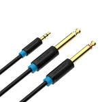 Kép 3/3 - Audio Cable 3.5mm TRS to 2x 6.35mm Vention BACBF 1m (black)