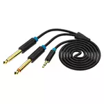 Kép 2/3 - Audio Cable 3.5mm TRS to 2x 6.35mm Vention BACBG 1.5m (black)