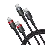 Kép 2/10 - Cable Baseus Cafule USB-C to USB-C 100W,1m, 2psc (Red Black, Grey Black)