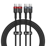 Kép 1/10 - Cable Baseus Cafule USB-C to USB-C 100W,2m, 2psc (Red Black, Grey Black)