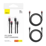Kép 9/10 - Cable Baseus Cafule USB-C to USB-C 100W,2m, 2psc (Red Black, Grey Black)
