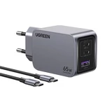 Kép 1/2 - UGREEN Nexode Pro fali töltő, USB + 2x USB-C, 65W + USB-C kábel, 1.5m (fekete)