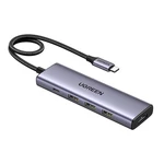 Kép 2/3 - UGREEN CM511 hub/adapter, 3x USB, USB-C, HDMI 4K 30Hz, PD 100W (szürke)