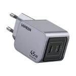 Kép 3/3 - Ugreen Nexode Pro 45W wall charger, 2x USB-C (gray)