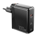 Kép 1/4 - Essager ECT2CA-ZXB01-Z GaN USB-A, 2xUSB-C 100W fali töltő (fekete)