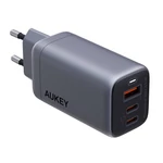 Kép 1/3 - Wall charger Aukey PA-B6U, 1xUSB-A, 2xUSB-C, 67W (gray)