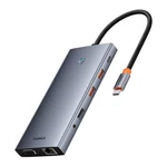 Kép 2/9 - Hub 13in1 Baseus PortalJoy USB-C to HDMI+DP+VGA+C+USB+PD+RJ45+SD/TF+3.5mm (grey)