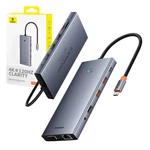 Kép 9/9 - Hub 13in1 Baseus PortalJoy USB-C to HDMI+DP+VGA+C+USB+PD+RJ45+SD/TF+3.5mm (grey)