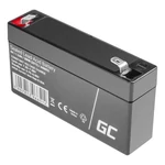 Kép 3/5 - Maintenance-free AGM VRLA Battery Green Cell AGM52 6V 1.2Ah (for alarm system, cash register, toy)