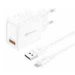 Kép 1/3 - Foneng EU54 USB-A, 3A hálózati töltő + USB-A-Lightning kábel (fehér)