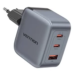 Kép 2/3 - GaN Vention USB-C+C+A 70W töltő (szürke)