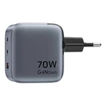 Kép 3/3 - GaN Vention USB-C+C+A 70W töltő (szürke)