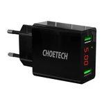 Kép 1/2 - Choetech C0028 2xUSB-A hálózati töltő kijelzővel (fekete)