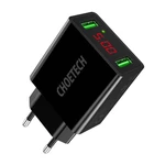 Kép 2/2 - Choetech C0028 2xUSB-A hálózati töltő kijelzővel (fekete)
