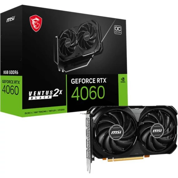 MSI GeForce RTX 4060 8GB VENTUS 2X BLACK 8G OC videokártya