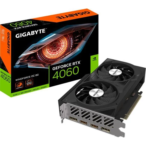 Gigabyte GeForce RTX 4060 8GB WINDFORCE OC 8G videokártya (GV-N4060WF2OC-8GD)