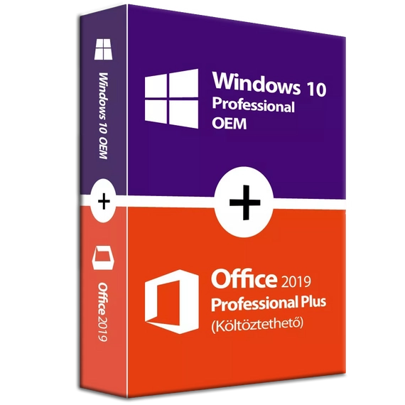 Windows 10 Pro (OEM) + Microsoft Office 2019 Professional Plus (Költöztethető)