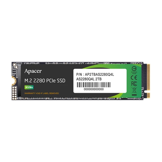Apacer SSD AS2280Q4L Series - 512GB AP512GAS2280Q4L-1 (PCIe Gen4 x4, Olvasás: 550 MB/s, Írás: 520 MB/s)