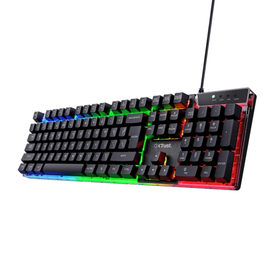 Trust Billentyűzet Gamer - GXT 835 Azor (LED háttérvilágítás; USB; fekete; magyar)