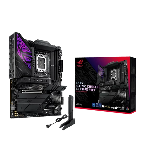 Asus Alaplap - Intel ROG STRIX Z890-E GAMING WIFI LGA1851 (Z890, ATX, 4xDDR5 8800+MHz, 4xSATA3, 7xM.2, HDMI+DP)