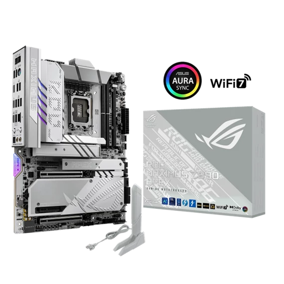 Asus Alaplap - Intel ROG MAXIMUS Z890 APEX LGA1851 (Z890, ATX, 4xDDR5 9600+MHz, 4xSATA3, 6xM.2, 2xThunderbolt)