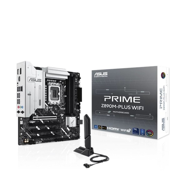 Asus Alaplap - Intel PRIME Z890M-PLUS WIFI LGA1851 (Z890, ATX, 4xDDR5 8666+MHz, 6xSATA3, 3xM.2, HDMI+DP+Type-C)