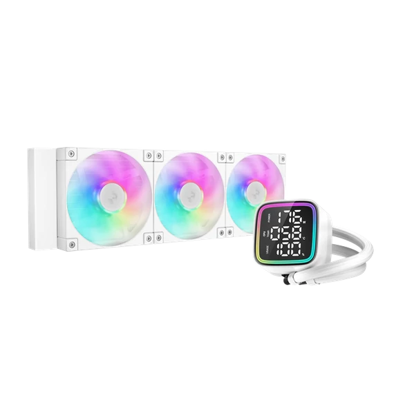 DeepCool CPU Water Cooler - LD360 WH (max 21dB; max. 122,39 m3/h; 3x12cm, LED kijelző, fehér)