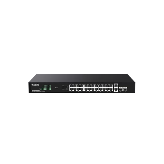Tenda Switch PoE - TEG1128P-24-410W (24x1Gbps + 2x 1Gbps Uplink + 2x SFP;  24 af/at PoE+ port; 410W; rack-mount)